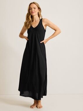 Tommy Bahama St. Lucia Linen-Blend Bias-Cut Coverup Dress Black Size S/P